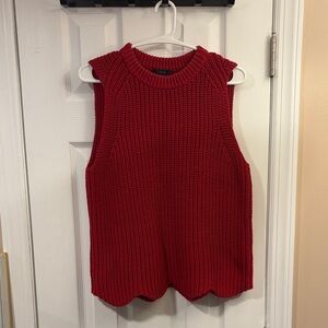 J Crew Red Chunky Knit Sleeveless Sweater Top